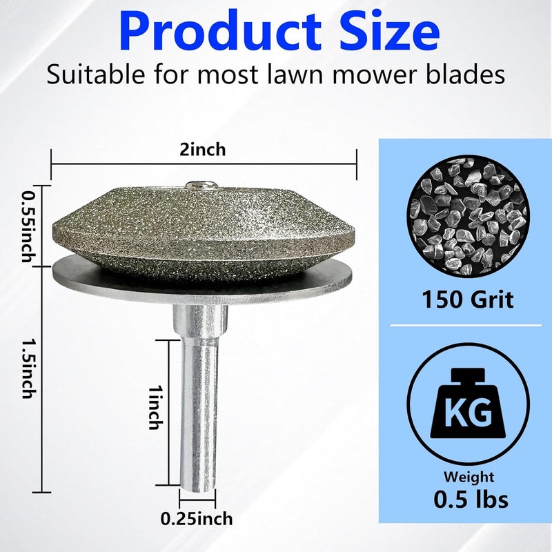 UF-SHARP Diamond Lawn Mower Blade Sharpener, All-Metal Construction, Universal Blade Sharpeners for Any Power Hand Drills (150 Grit) - Image 2